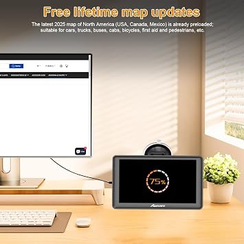 AWESAFE GPS Navigator for Car 7 inch Touch Screen Voice Prompts Turn Direction Speed Limit Warning Free Update Map