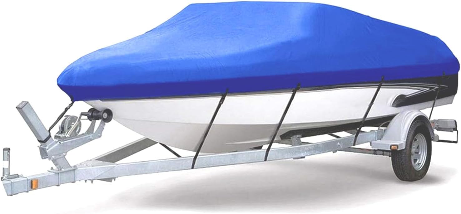 17-19 Ft Boat Cover Waterproof - Heavy Duty 210D Polyester Oxford, All Weather Protection, Fits V-Hull, Tri-Hull Runabouts, Bass Boats,Fishing Boats