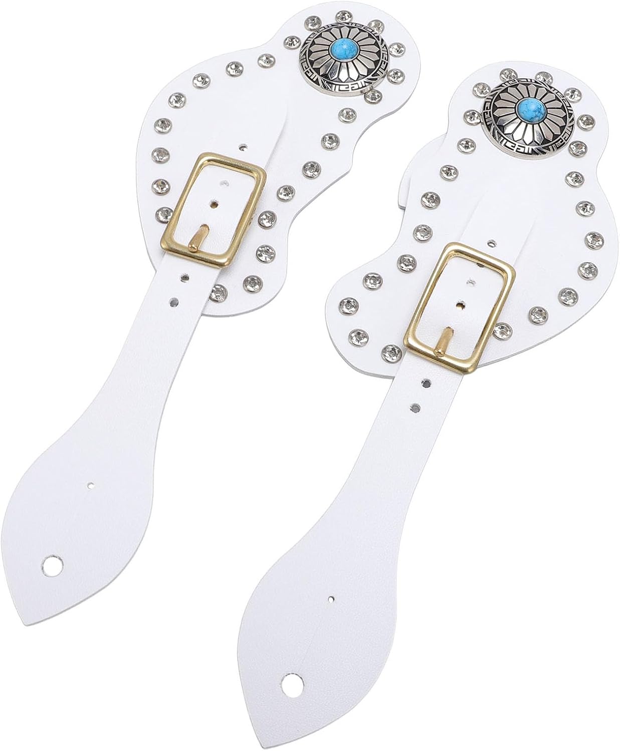 TOPINCN 2PCS Spur Straps for Cowboy, Boots Equipment, Rodeo, Equestrian, Full Grain Leather, Handmade Accessories