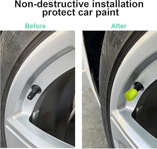 Miniatura 6 de 12 tapas fluorescentes para válvulas de neumáticos de auto, tapa de válvula de neumático resistente a la corrosión, luminoso que brilla en la