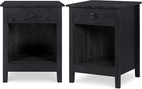 Vista 11 de Vikiullf Mesitas de noche de 2 cajones, juego de 2, muebles de dormitorio estilo granja con mesita de noche de madera, mesita de noche, cajones