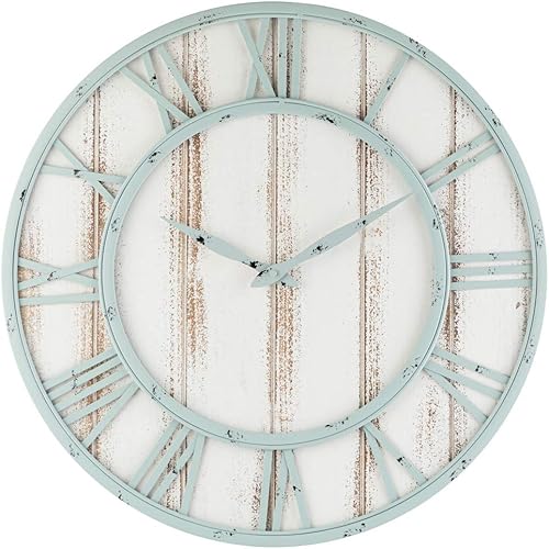 Oldtown Farmhouse - Reloj de pared silencioso (de metal y madera maciza)