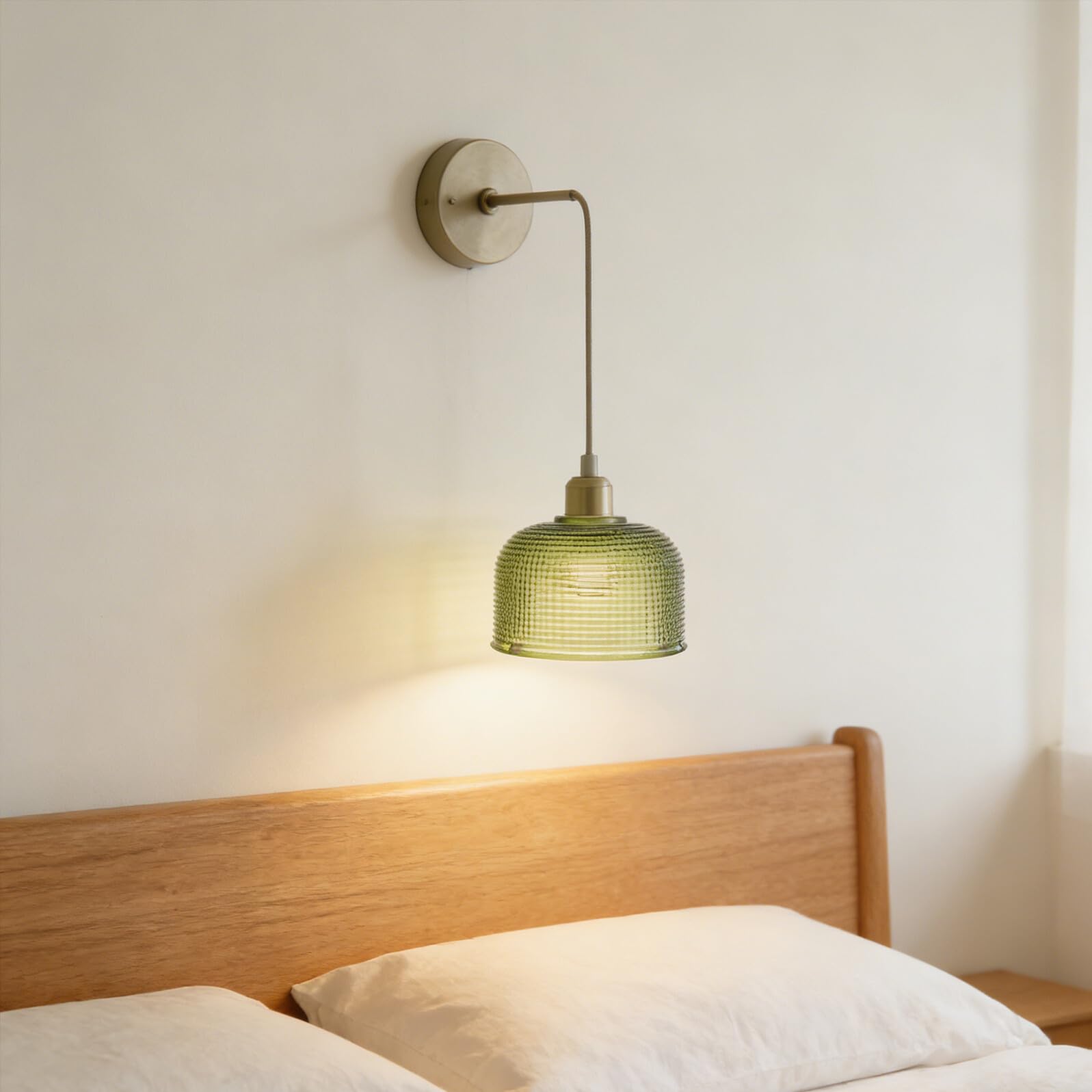 Grüner Glaslampenschirm für E14 Fassung, 30-mm Öffnung | 9, 7 X 7, 1x3cm Größe, für Deckenleuchte, Küche und Bad, Minimalistisches Design