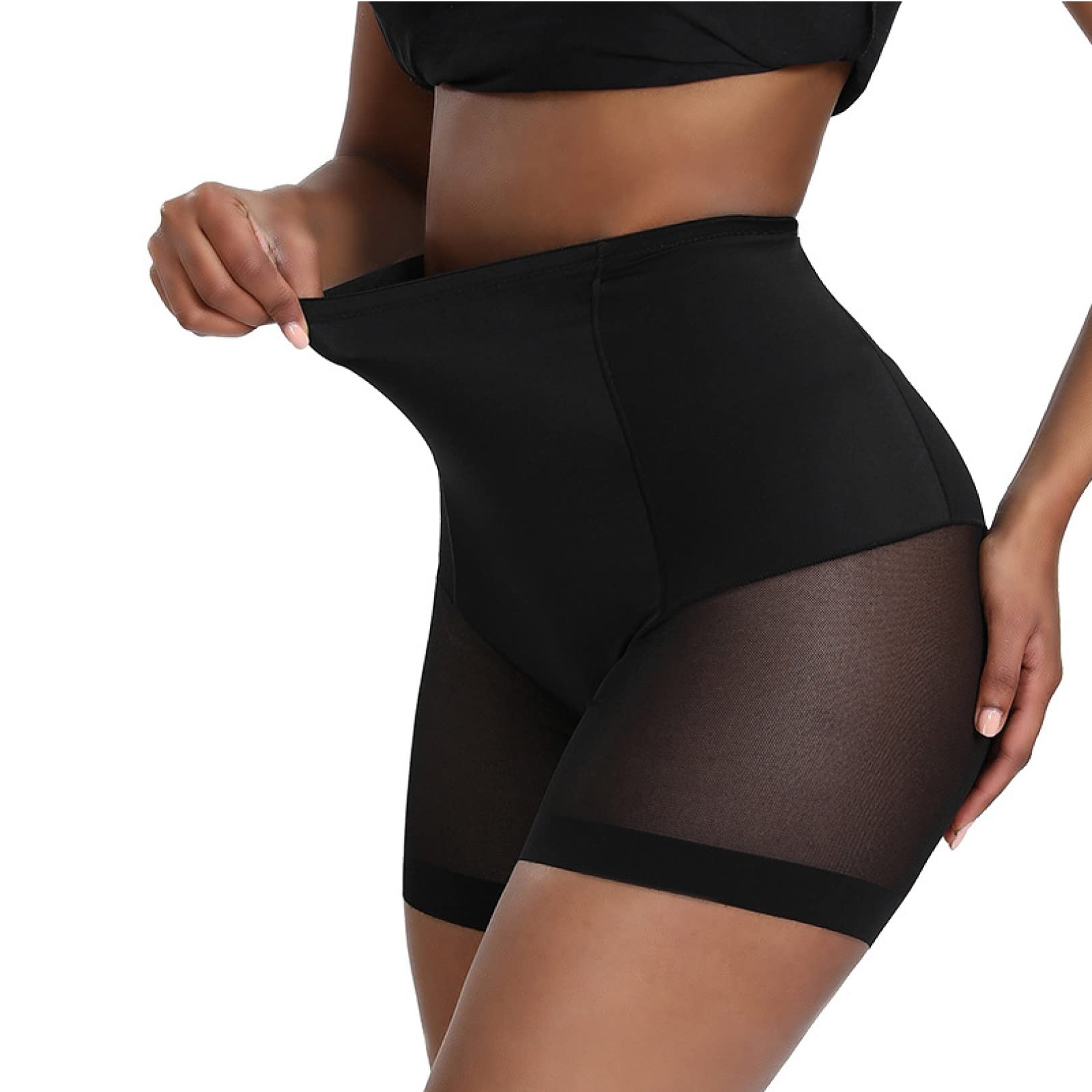 Hoge Taille Trainer Donna Body Mesh stiksels Shapewear Pancia Controllo Body Shaper afslanken (Nero XL)