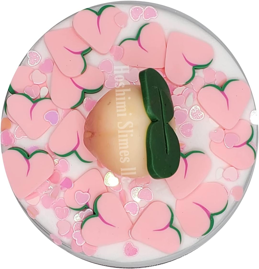 Peaches & Cream Butter Slime for Kids Ages 8+ – 4oz Scented Handmade Slime with Peach Charm & Glitter | Soft, Stretchy, Non-Sticky Sensory Toy - Hoshimi Slimes