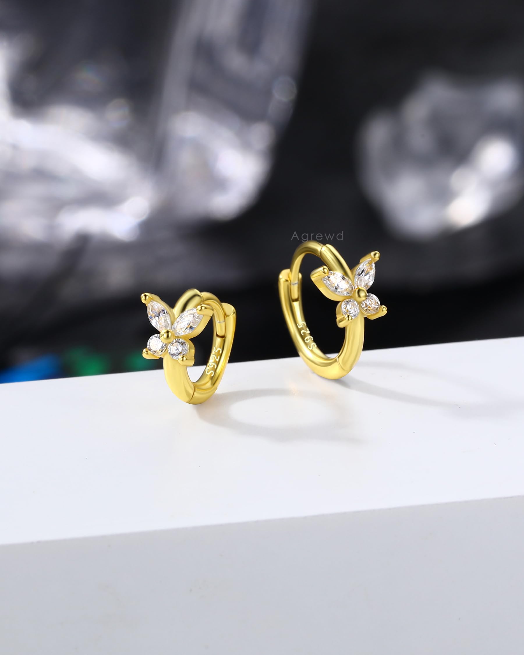 Orecchini in argento Sterling 925 20G farfalla Helix Rook orecchini in acciaio chirurgico Rook Piercing gioielli lobo Huggie Orecchino ad anello 6 mm