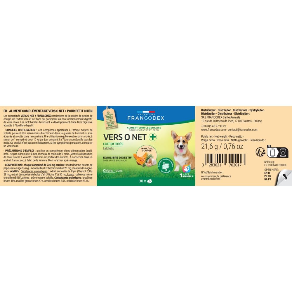 Francodex - Anti Parasite 30 comprimés pour Chiot et Petit Chien