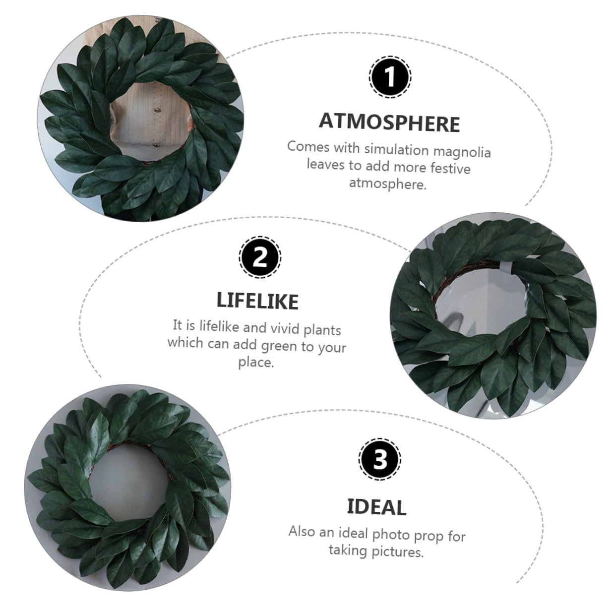 Levemolo Realistischer Magnolienkranz aus Kunststoff und Rattan Handgefertigter Türkranz für Wanddekoration und Festliche Atmosphäre im Frühling und Sommer