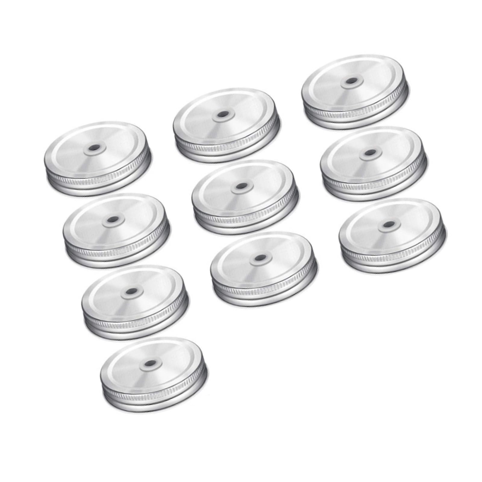 alloneslife Practical Tinplate Jar Lid with Straw Access Spill Resistant Design Cover for Commercial Household Bottles Leak Proof Tinplate Jar Lid