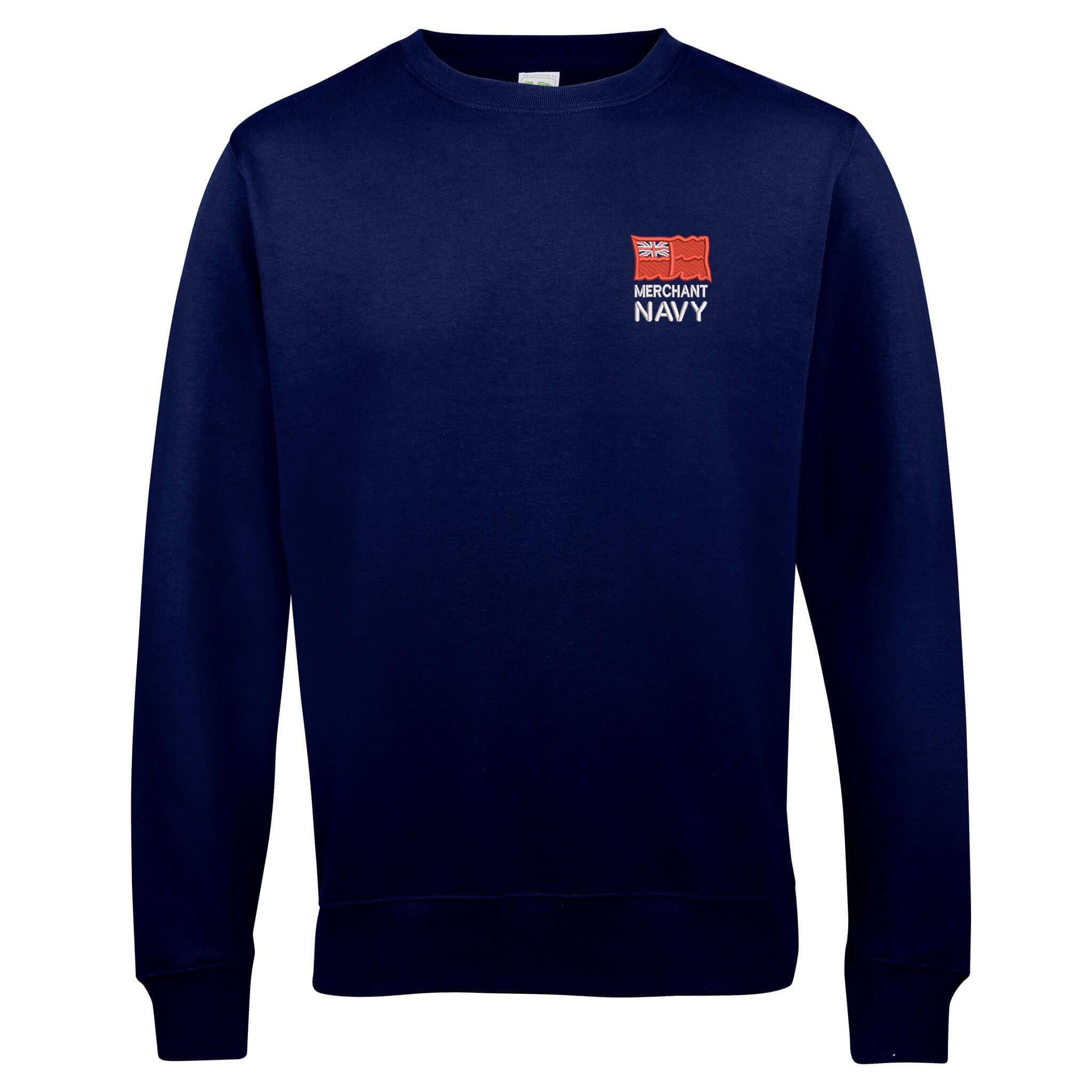 The Military Store Men's Navy Merchant Embroidered Sweatshirt, Large