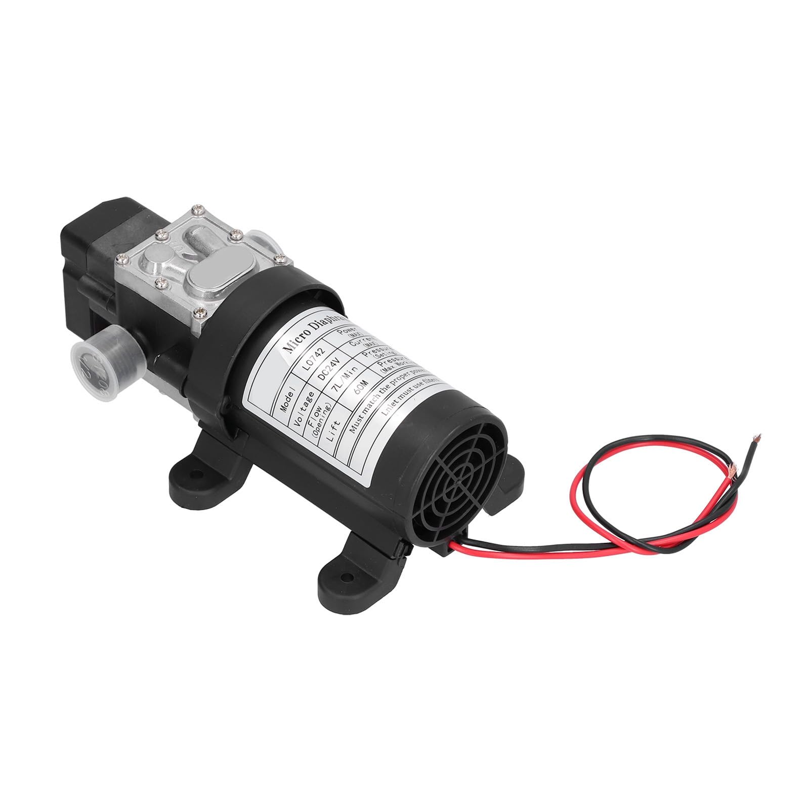 Ejoyous Pompa Elettrica a Membrana, Pompa Acqua Autoadescante DC24V, Plastica Tecnica e Lega di Alluminio, 100 W 7 L Minimo 60 M di Sollevamento, Filettatura Maschio G1 2 per Spruzzatura Pulizia