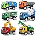 Liberty Imports Set of 6 Pullback City Builder Construction Vehicles for Kids - Dump Truck, Cement Mixer, Garbage Truck, Excavator, Crane, Postal Truck