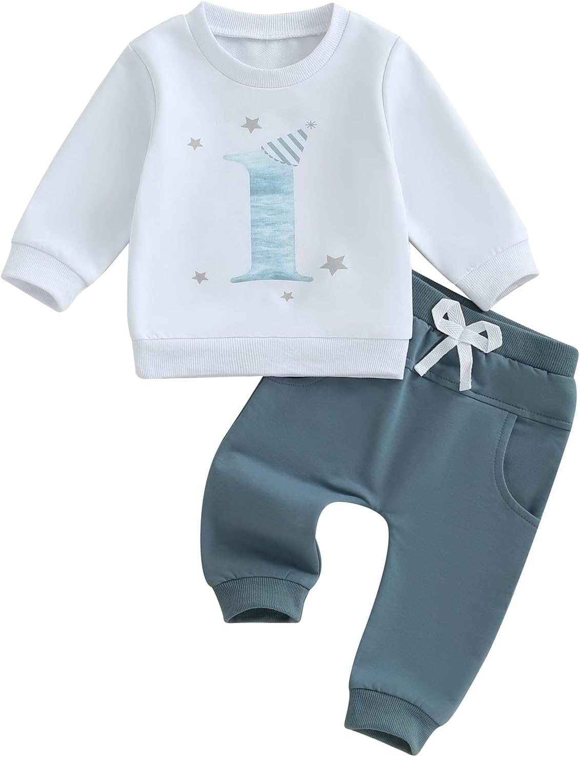 WZTYYDS Baby Boy First Birthday Outfit Long Sleeve Sweatshirt Tops Wild One Birthday Shirt Pants Set Fall Clothes