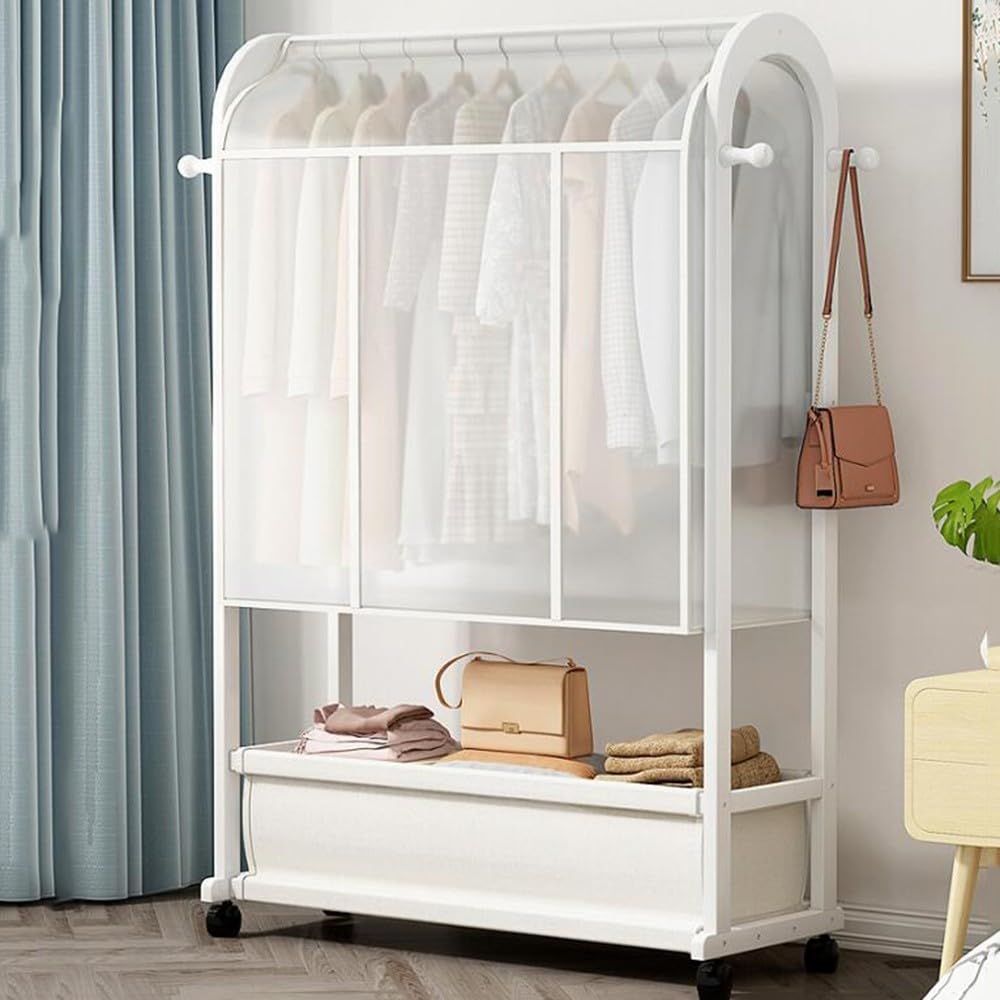Tringles à vêtements en bambou et housse de protection linge