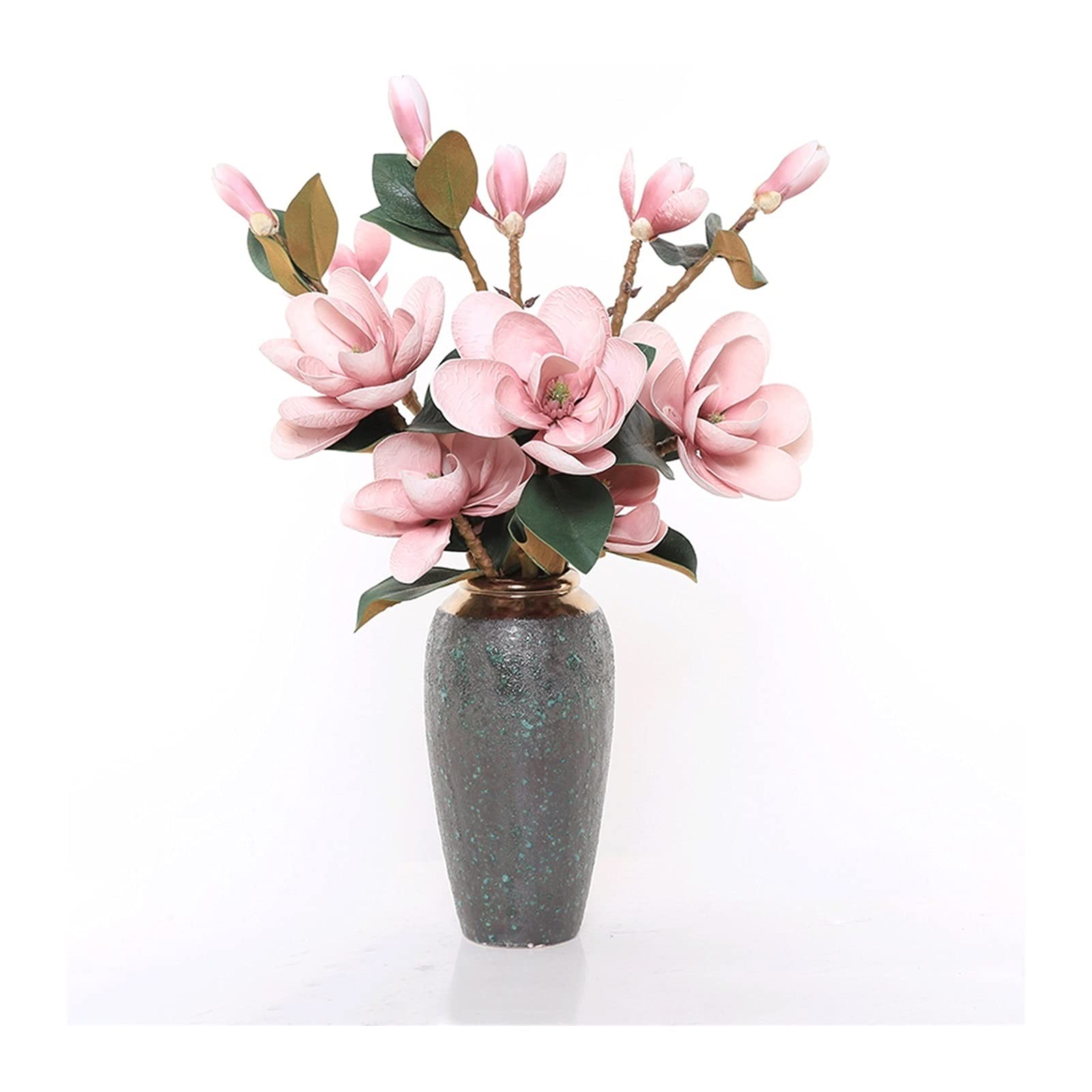 IUokLU Artificial Orchid Flowers,Potted Butterfly Orchid, Artificial Flowers 38.22Inch Artificial Flower Bouquet,Large Faux Flower Arrangement,Artificial Orchid with Vase,Decoration (Gold Q)