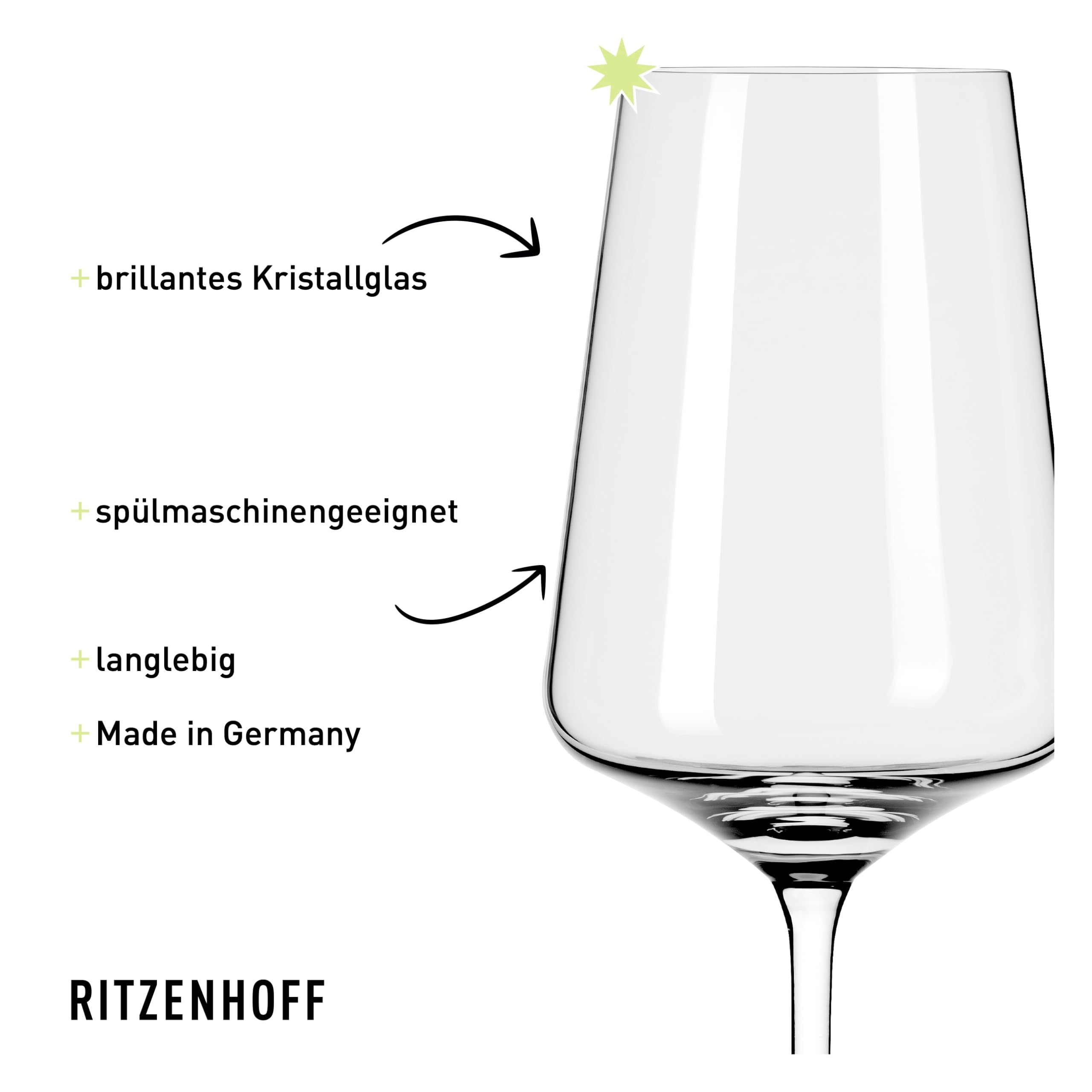 RITZENHOFF 6111006 Weißweinglas 400 ml - Serie Lichtweiss - 2 Stück im Geschenk-Set - stilvoll-modern - Made in Germany