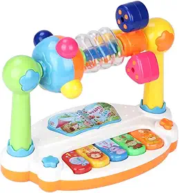 Piano Musical Giratório para Bebês Com Luzes Sons Brinquedo Educativo