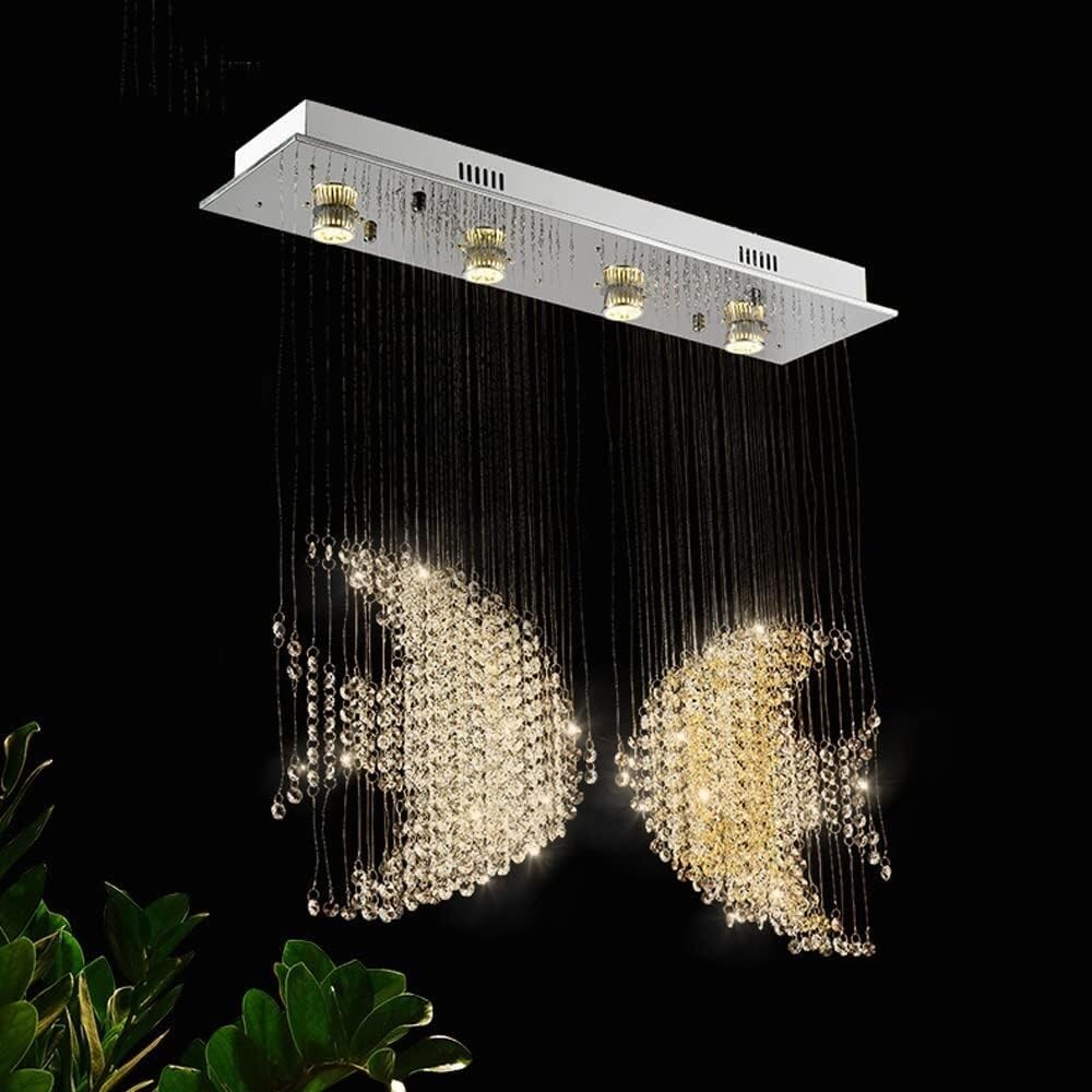 Żyrandol Lampa Wisząca Żyrandol Z Podwójną Rybą Metalowej Taśmy Lampa Wisząca Nowoczesna Kryształowa Sufitowa LED Do Jadalni Salon Sypialnia Hotel Deco