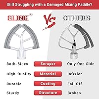 Vista 3 de Batidor Flex Edge para KitchenAid de 4.5/5 cuartos de galón con cabezal inclinable, accesorio de paleta para mezclador KitchenAid con raspador