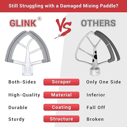 Miniatura 3 de Batidor Flex Edge para KitchenAid de 4.55 cuartos de galón con cabezal inclinable, accesorio de paleta para mezclador KitchenAid con raspador de