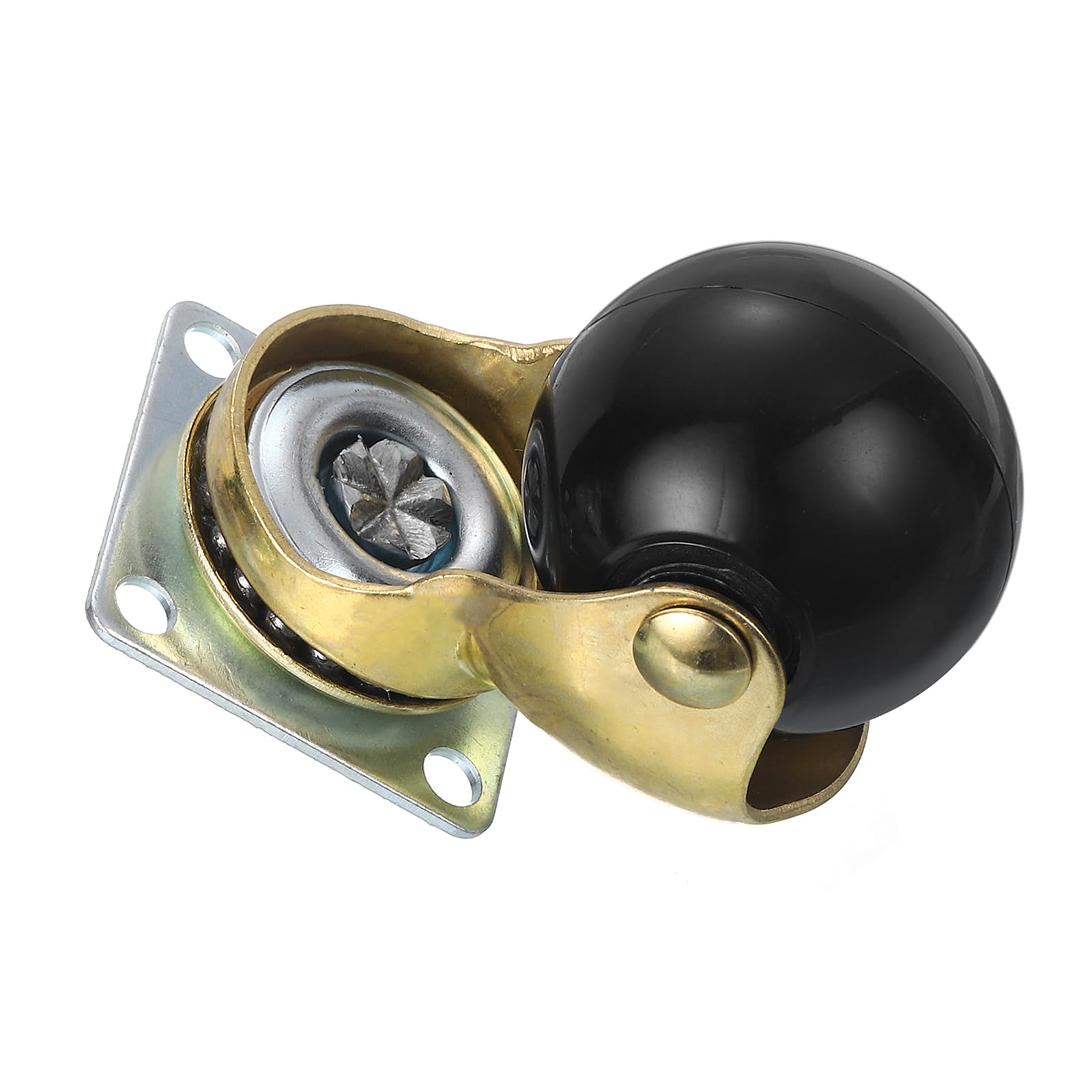 sourcing map 1.5" Ruedas Giratorias para Muebles, Juego de 4 Ruedas Giratorias de Bola, Ruedas Giratorias de Placa de 360 Grados para Muebles, Tono Dorado