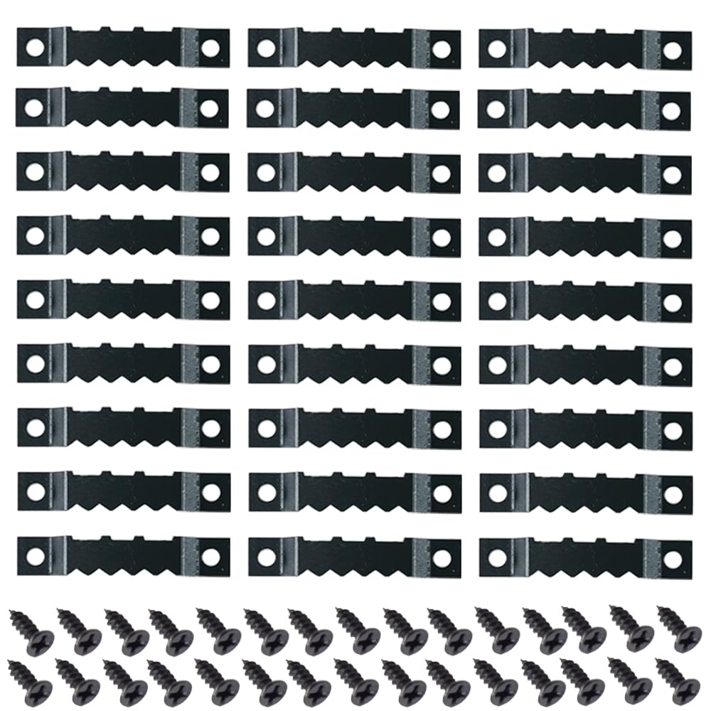 Yosawa 100 Pcs Sawtooth Picture Hangers Decor Picture Frames Hangers with Screws for Hanging Photos Clock Paintings Artwork Picture Frame Hook(Black/C)