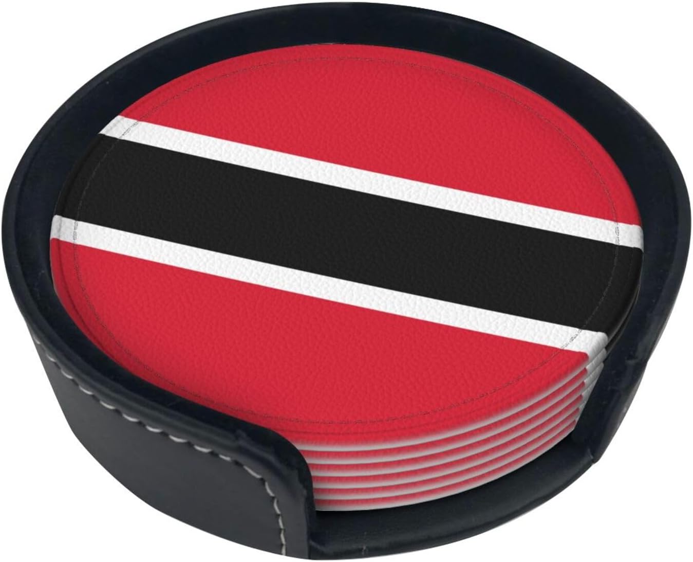 トリニダード・トバゴの国旗レザーコースター6枚セット - スタイリッシュで丈夫なノンスリップドリンクコースター。ホームオフィスやバー