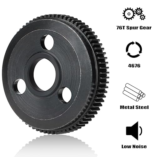 Miniatura 2 de GLOBACT Metal Steel 76T 48P Spur Gear Set Slash Gear con 25T 27T Piñones Engranajes para Slash Stampede Bandit Rustler 2WDVXL 110 RC Camión