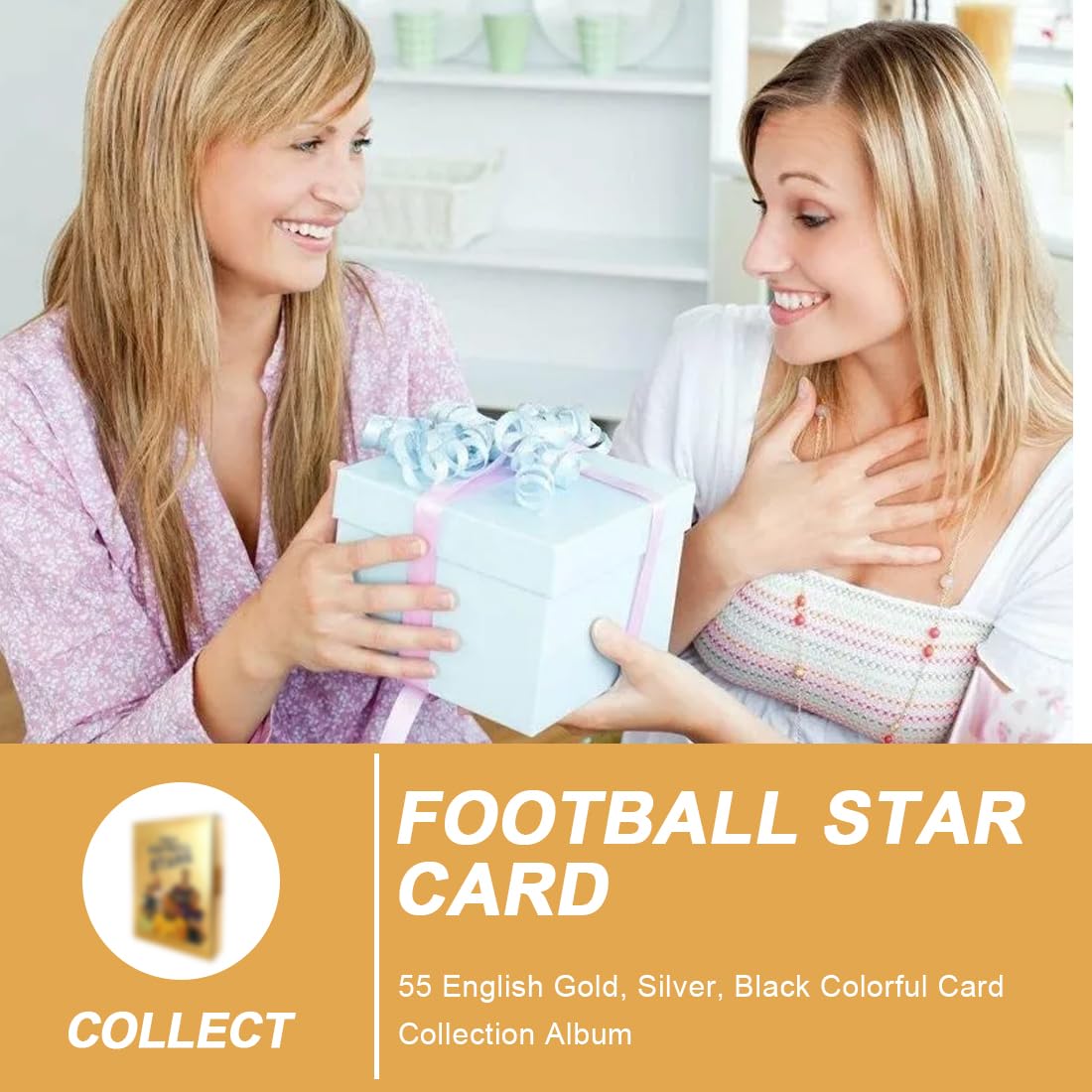 55 Pièces Cartes Star de la Coupe du Monde, Cartes de Football, Cartes à Collectionner pour Enfants, pour Les Fans, Les Enfants, Les Adolescents et Les Adultes (Or)