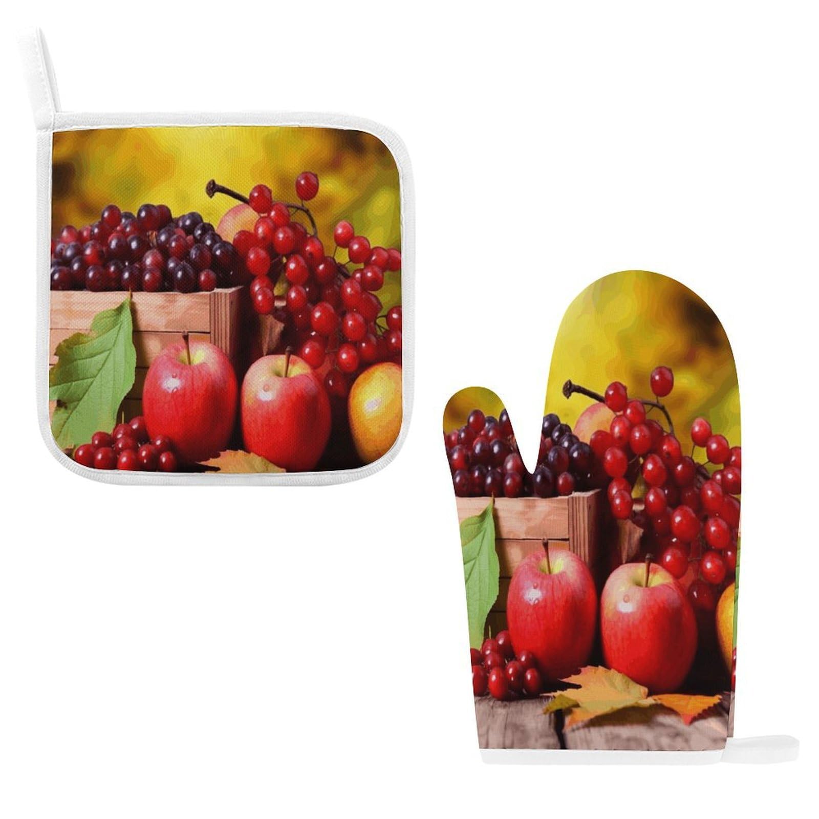 Fodpand Style Fall Red Leaves And Fruits Oven Mitts And Pot Holders Sets