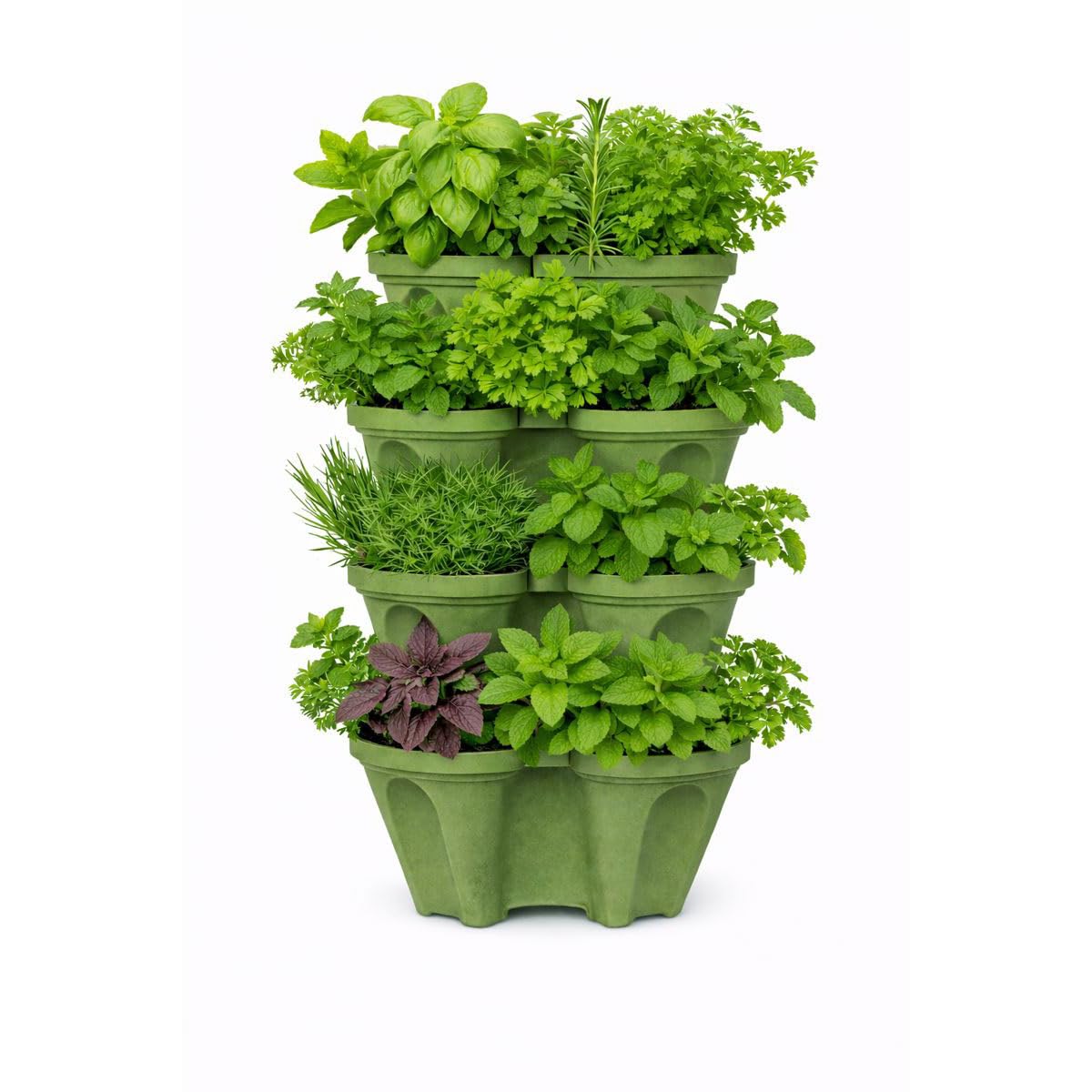 Pot de fleurs vertical à 4 niveaux empilable pour culture de fraises et herbes