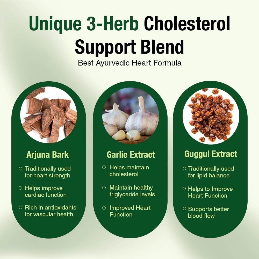 Kapiva Cholesterol Lowering & Heart Health Supplement | Plant Sterols, Niacin, Arjuna, Garlic & Guggul | Natural Herbal Vitamins for Healthy Cholesterol Support | 60 Capsules - Image 4