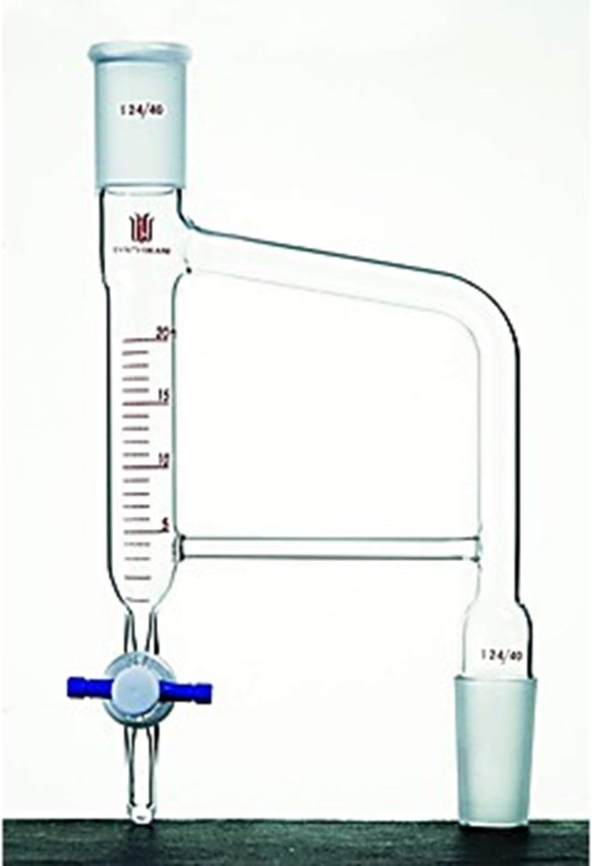 D451414 Synthware Dean Stark Distillation Receiver, PTFE Stopcock, 5 ml, 14/20 Joint, 2 mm Bore PTFE Stopcock, 205 mm Height, 65 mm Width