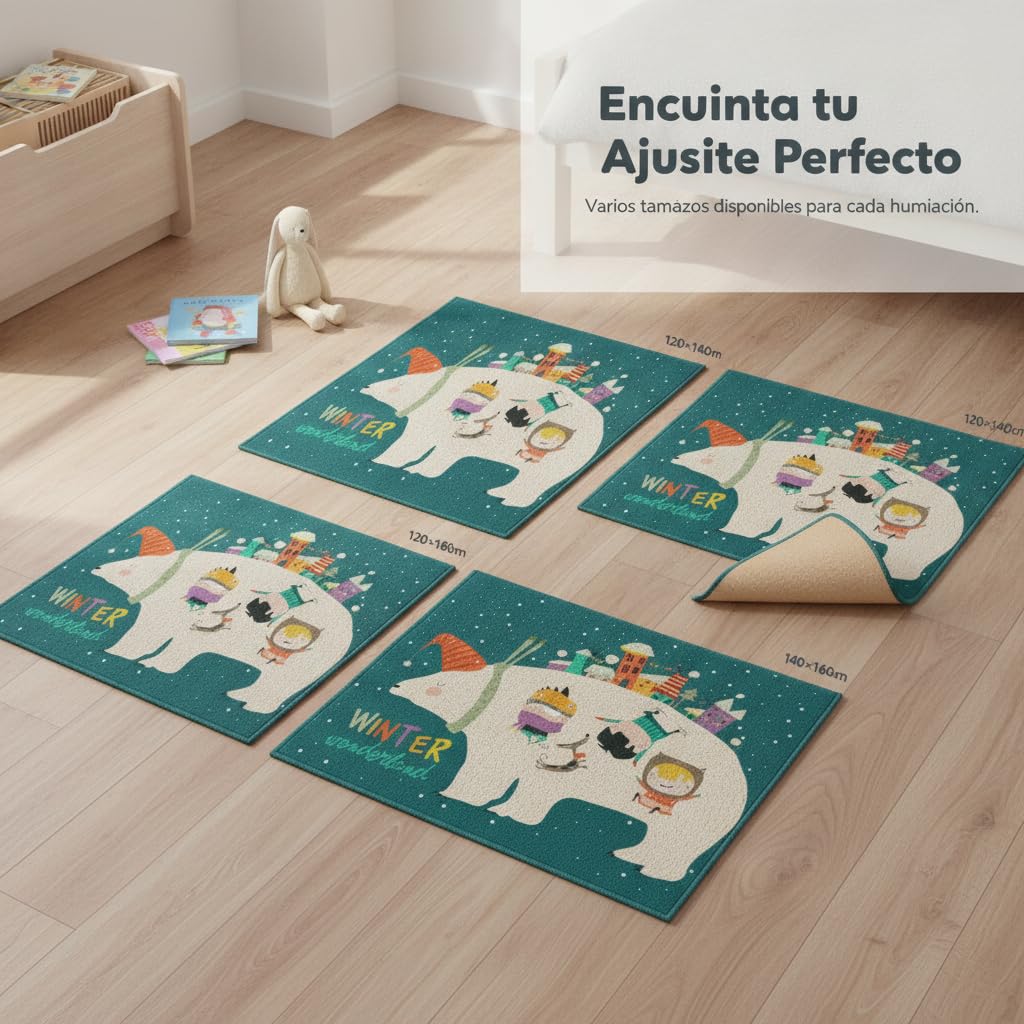 Tappeto per Cameretta Neonati con Animali Cartone Animato, Tappeto Gioco Antiscivolo e Lavabile per Asilo Nido, tappeti, 治愈系卡通1号, 100CM*140CM