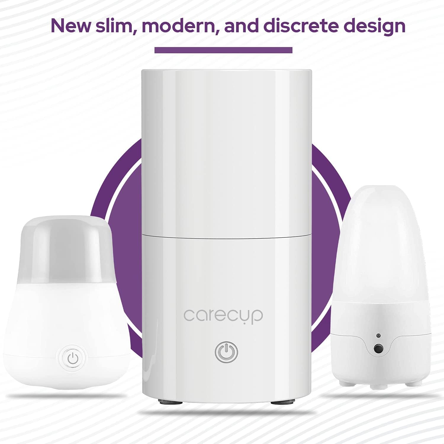 Carecup Menstrual Cup Sterilizer - Modern Menstrual Cup Cleaner Unscented Sanitizer - 2-Minute Automatic Steam Wash - Holder Fits Small Soft & Large Period Disc - 99.9% of Germs (Steamer + Cups) : Health & Household