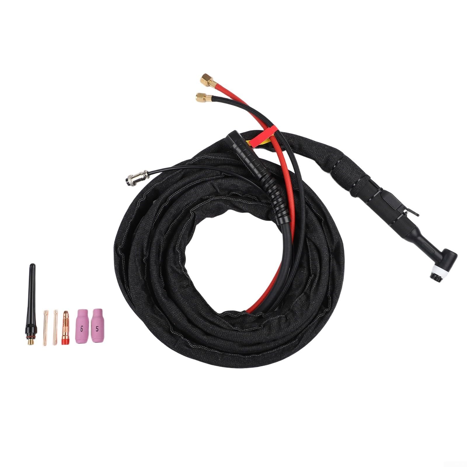 Set di bruciatori per saldatura TIG WP18 raffreddati ad acqua, con cavo da 4 m, bruciatore in bachelite di rame da 350 A, per elettrodi da 1,6 – 3,2 mm, con connettore filettato da 16 mm e custodia