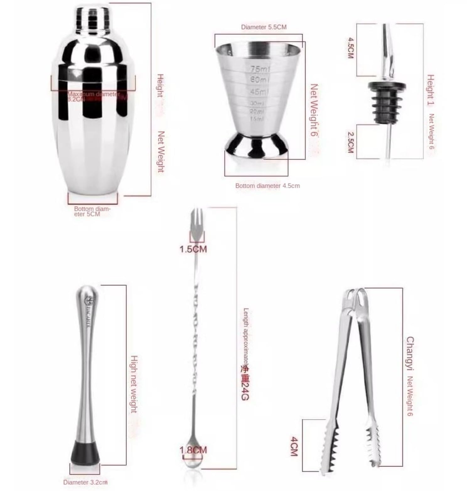Coctelera de Cóctel,Barman Kit De Camarero 10 Piezas con Soporte Juego Barra Acero Inoxidable Coctelera 550 Ml para Casera Amantes de Los Cócteles