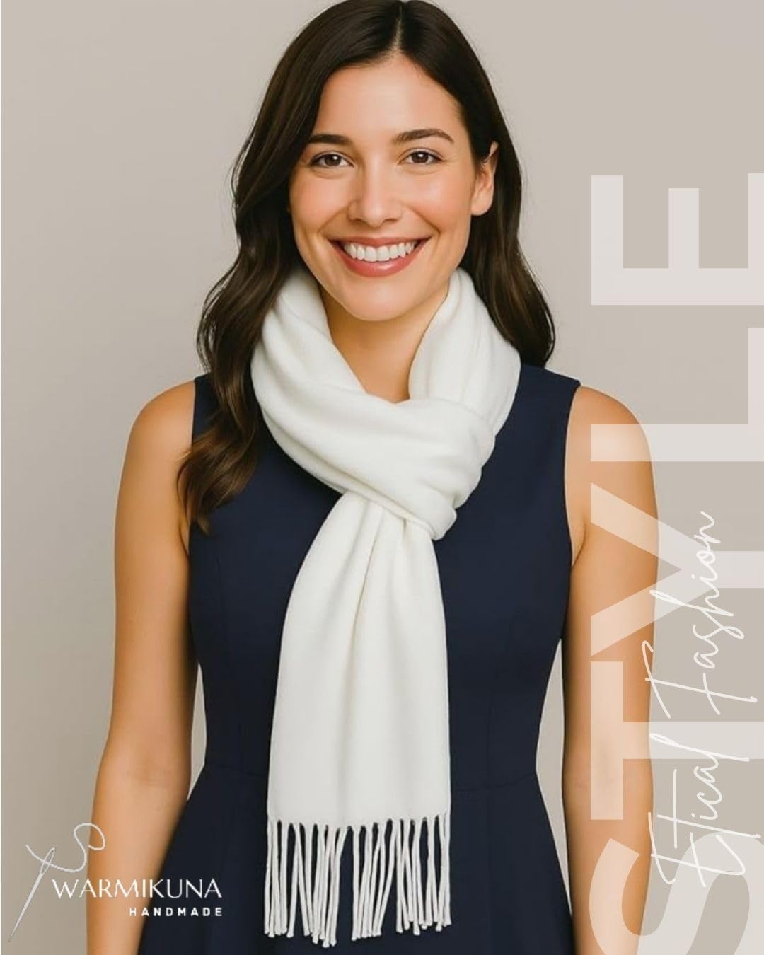 Handmade Wool Blend Cashmere Shawl, Winter Scarf for Women – Elegant and Warm Design - Image 4