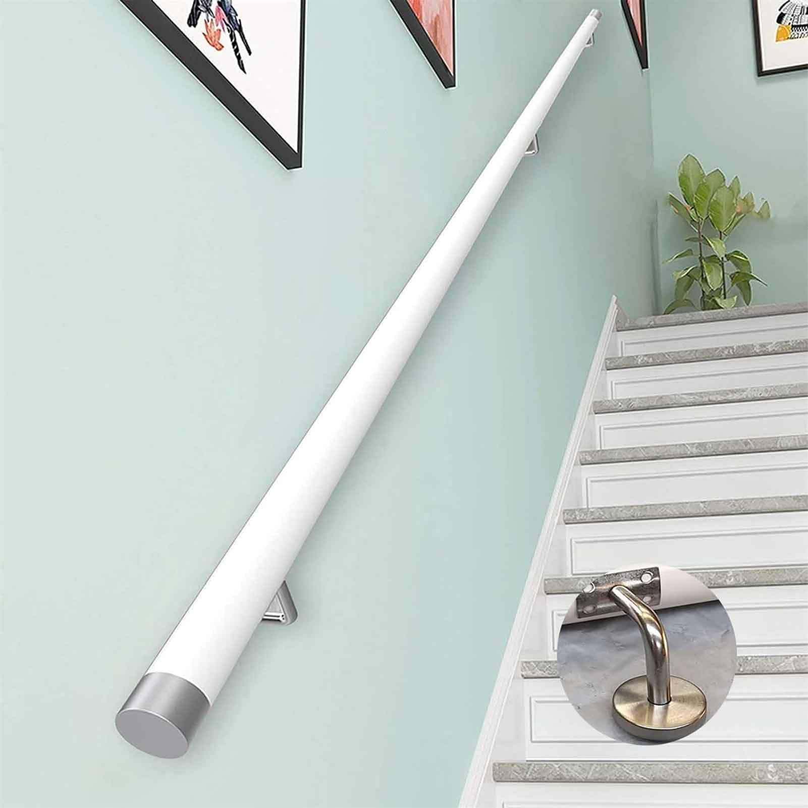 Blanca,100cm, Varilla de Soporte de barandillas de Escalera Redondas Antideslizantes, barandilla de Escalera para Ancianos con Soportes de Acero Inoxidable
