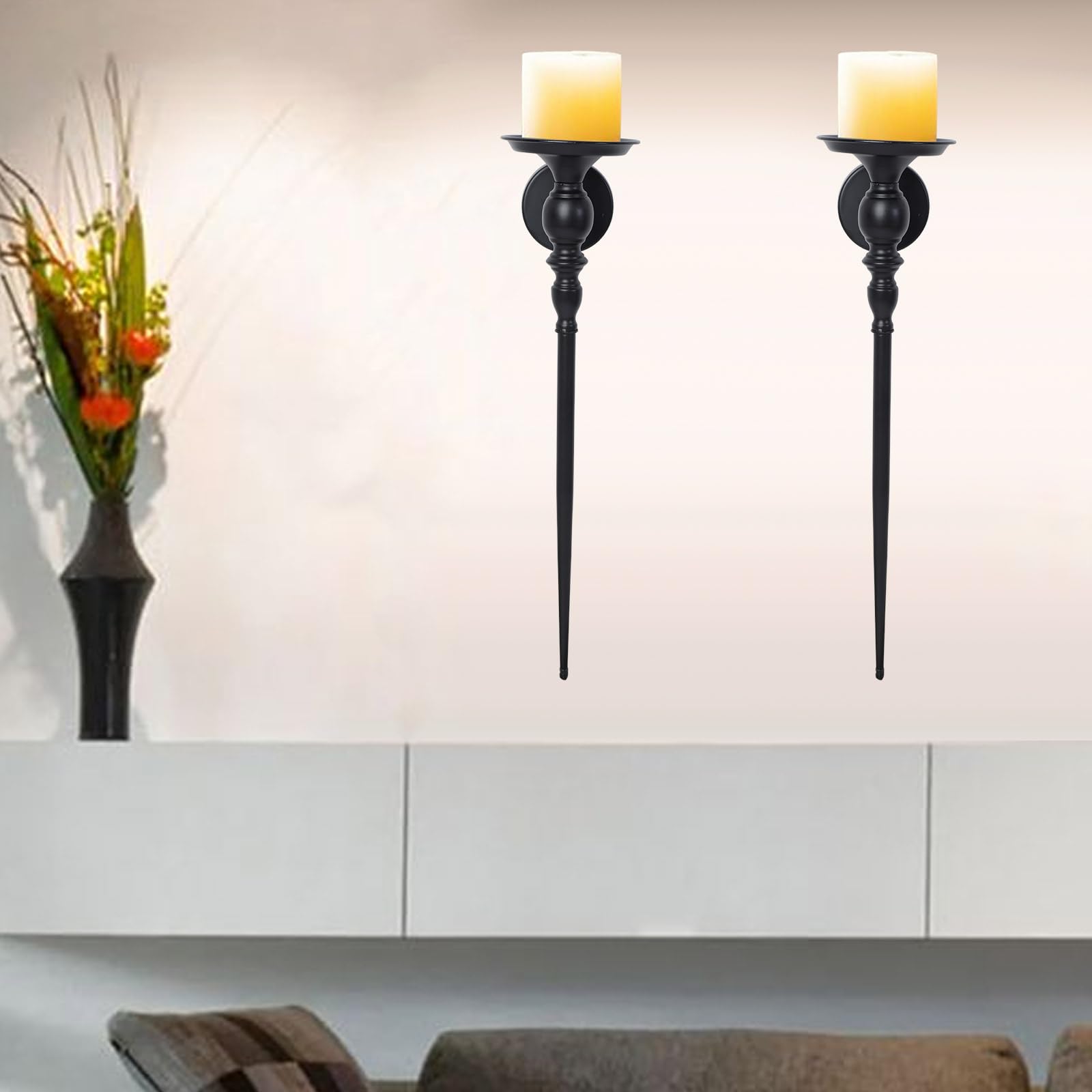 XAGMODSHN Di 2 Eleganti Grandi Appliques In Metallo Da Parete per Decorazioni Per La Casa In Ferro Nero Appeso Holder Candeliere Romance Apparecchi Di Illuminazione