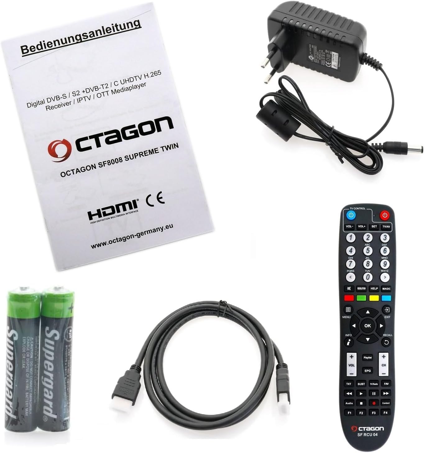 Octagon SF8008 UHD 4K Supreme Twin Sat Receiver + 1TB Festplatte INTERN, 2X DVB-S2X Tuner, E2 Linux & Define OS, mit Aufnahmefunktion, M.2 M Key, Gigabit LAN, Kartenleser, Sat to IP, WiFi WLAN