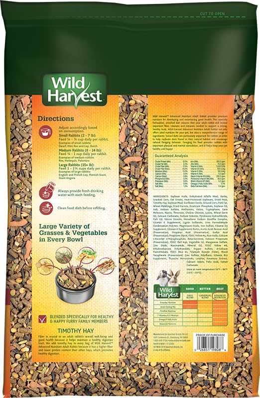 Wild Harvest Dieta Nutrición Avanzada para Conejos Adultos 8 Lb miniatura 2