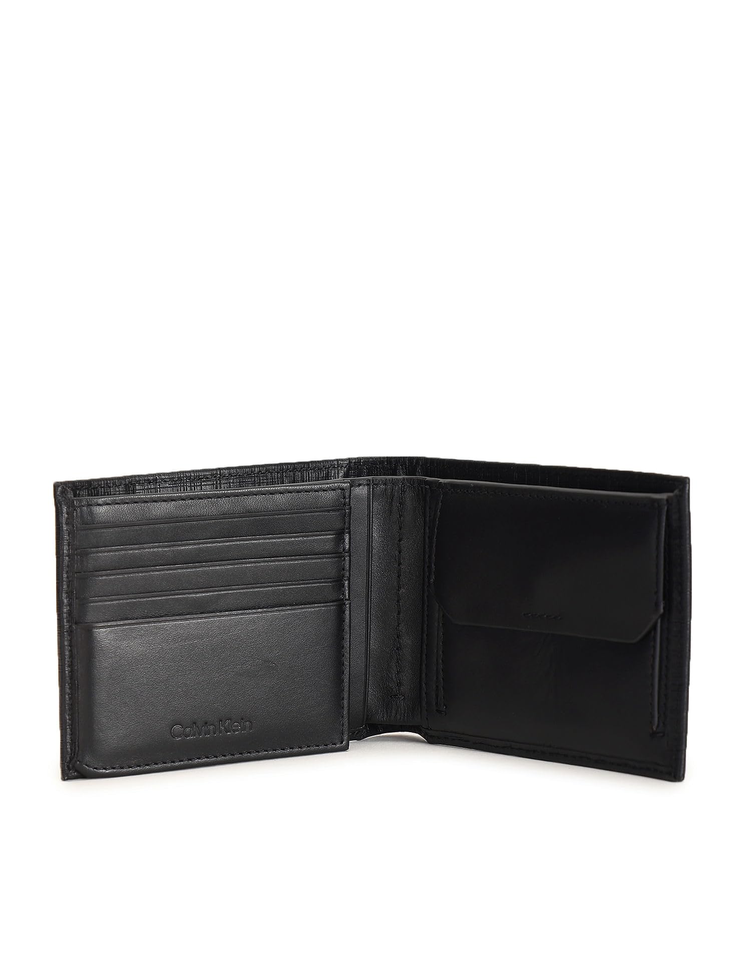 Calvin Klein Cuero monedero CK Must Check Trifold 10CC W/Coin Black negro