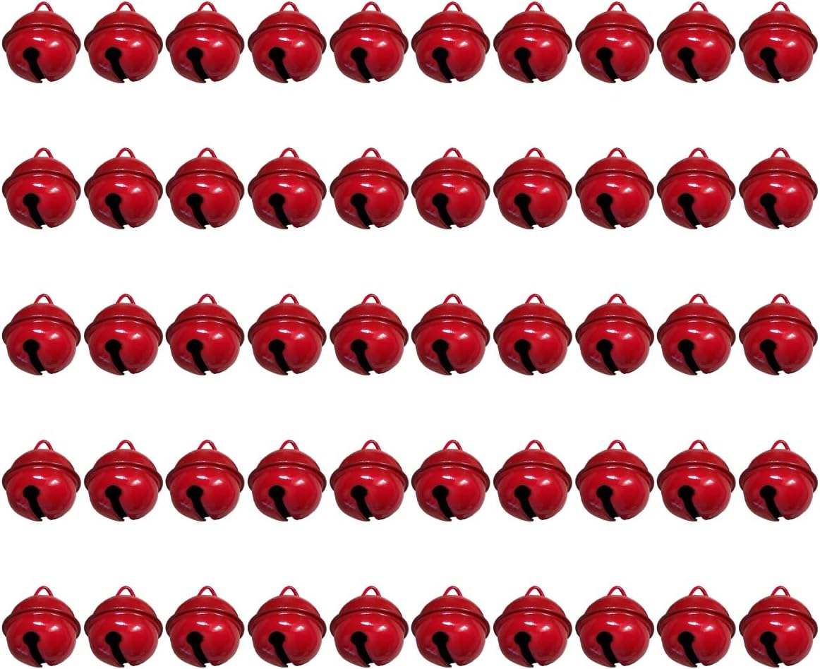 50 Pieces Metal Jingle Bells, 22mm DIY Craft Bells Bulk Christmas Decor Bells for DIY Wind Chimes Jewelry Holiday Party Decoration