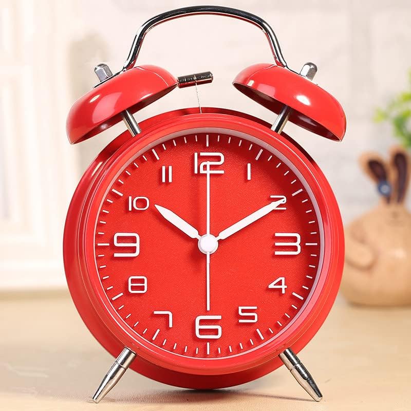 大容量目覚まし時計アナログ目覚まし時計ファッションベル連続中古デスクトップ時計ミュート配置時計バッテリー目覚まし時計 室内装飾卓上時計 部屋飾り 贈り物