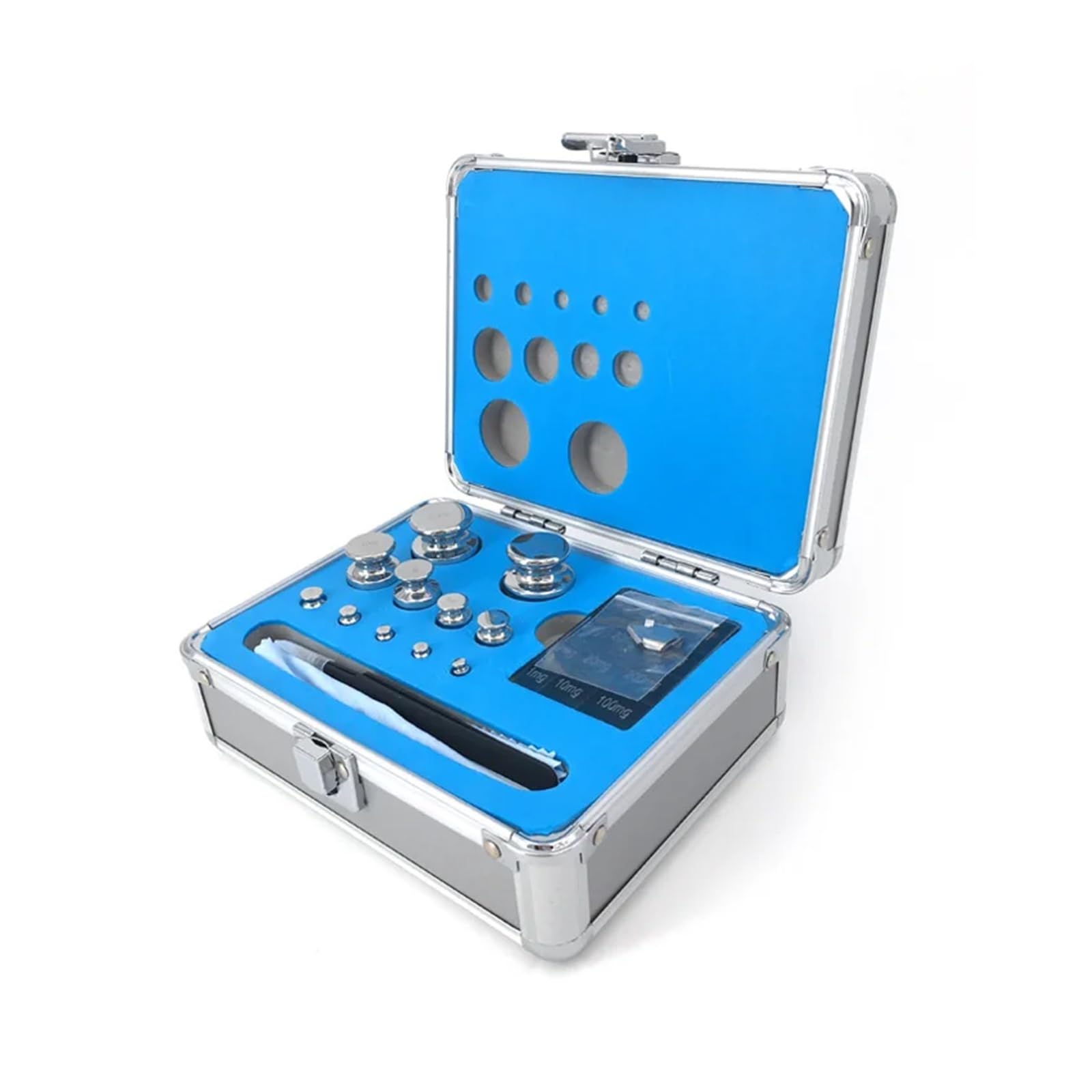 Balanzas de Portátiles, Juego de Pesas de calibración M1 de 1mg-200g, Juego de Pesas cromadas de Acero Inoxidable, balanza de precisión en Gramos, Calibración de Peso