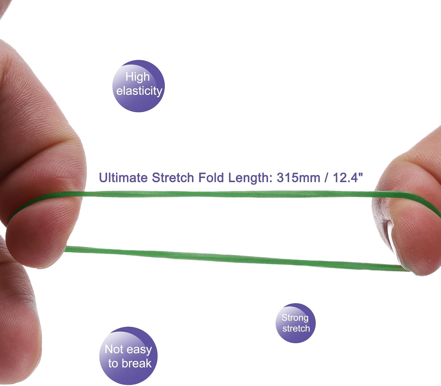 MECCANIXITY 100 Pack Rubber Band Stretchable Rubber Elastic Band Green 40mm x 1.4mm Hair Rubber Bands for Home Office