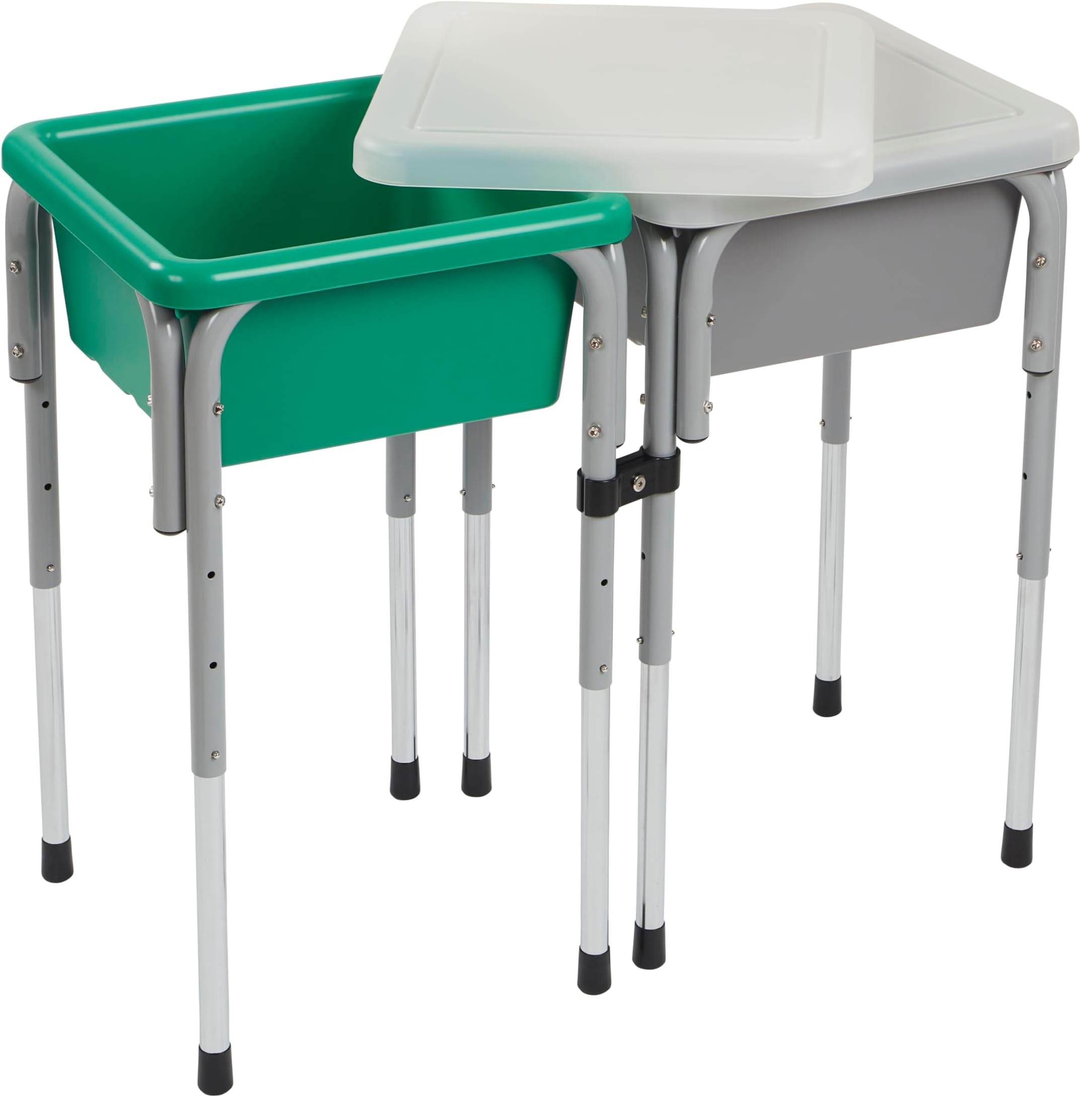 2-Station Sand and Water Adjustable Play Table, Grey/Emerald