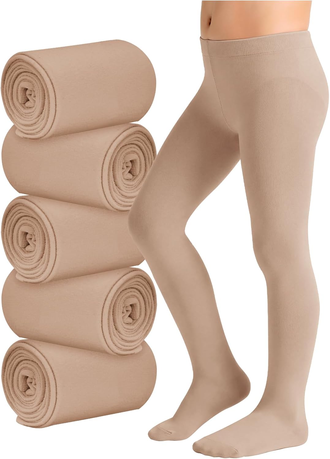 Zando 5 Pairs Toddler Ballet Tights for Girls 1-10Y - Ultra Soft Baby Tights Full-Footed Seamless Stocking for School Daily