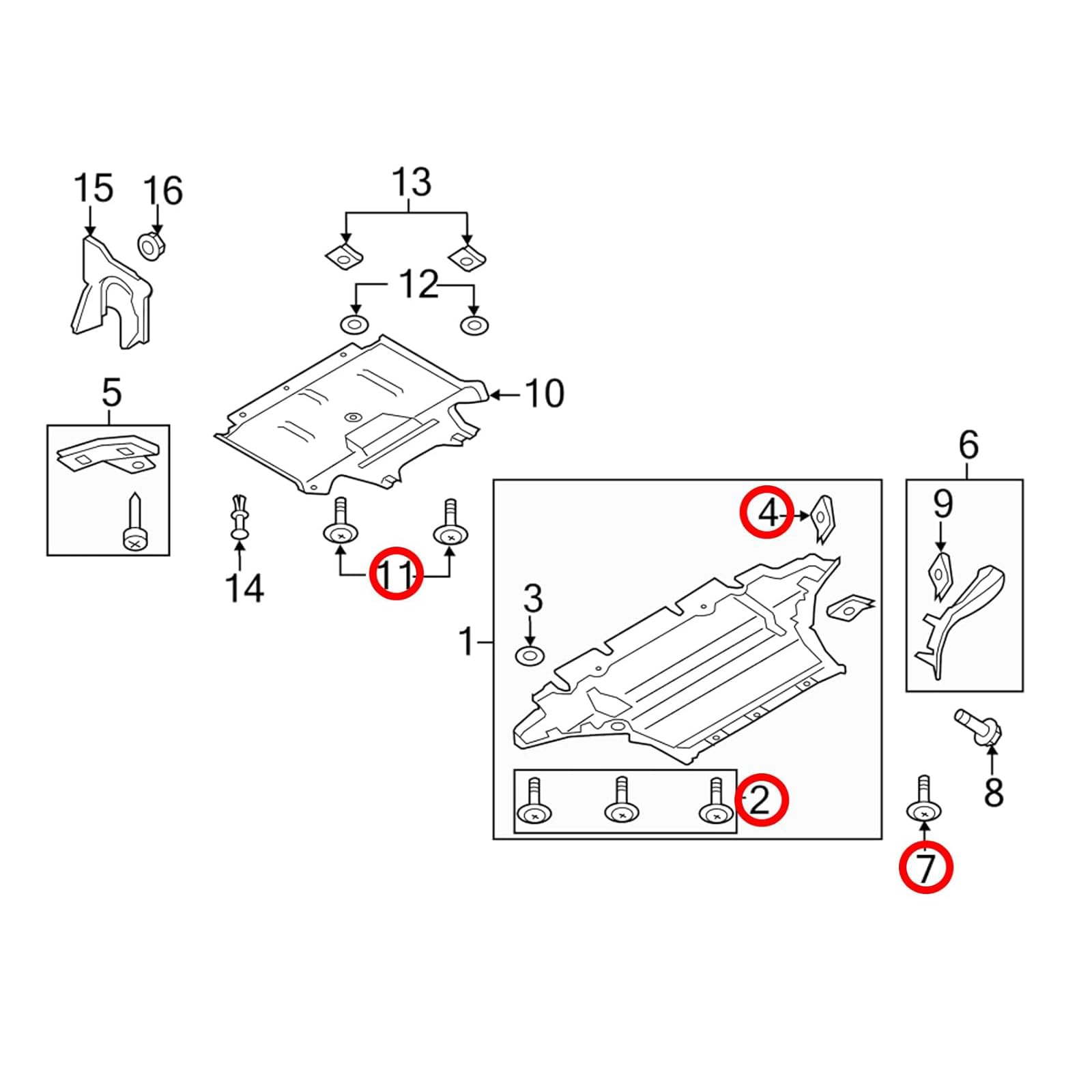 Set di 10 dadi e viti di fissaggio per coperchio motore sotto vassoio motore compatibili con Audi 8K0-805-121 8K0-805-922A B8 A4 A5 A6 C7 A7 A8 Q3 Q5 Q7 S4 S5 S6 S7